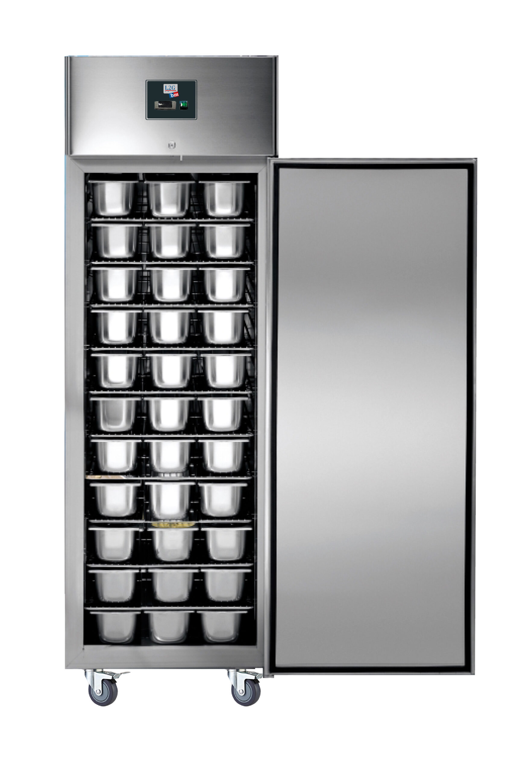 ARMOIRE PATISSIERE 800L, 600X800MM, 1 PORTE FROID VENTILE -18/-22°C, ROULETTES D.100 MM