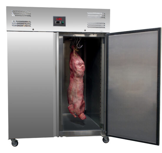 ARMOIRE REFRIGEREE INOX ROULANTE, 2 PORTES -2/+8°C FROID VENTILE, AVEC 2 STRUCTURES INOX