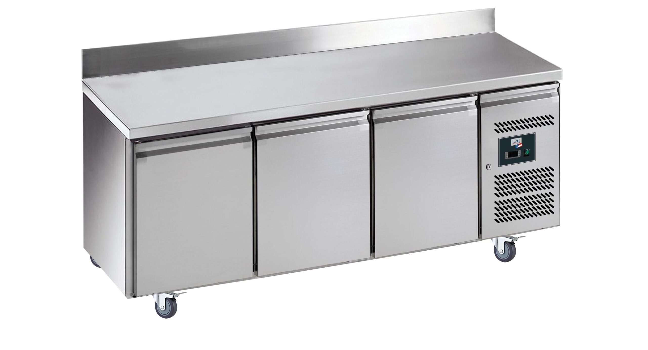 DESSERTE REFRIGEREE INOX DOSSERET 100X20MM -2/+8°C 3 P. GN1/1, SUR ROULETTES Ø 100 M