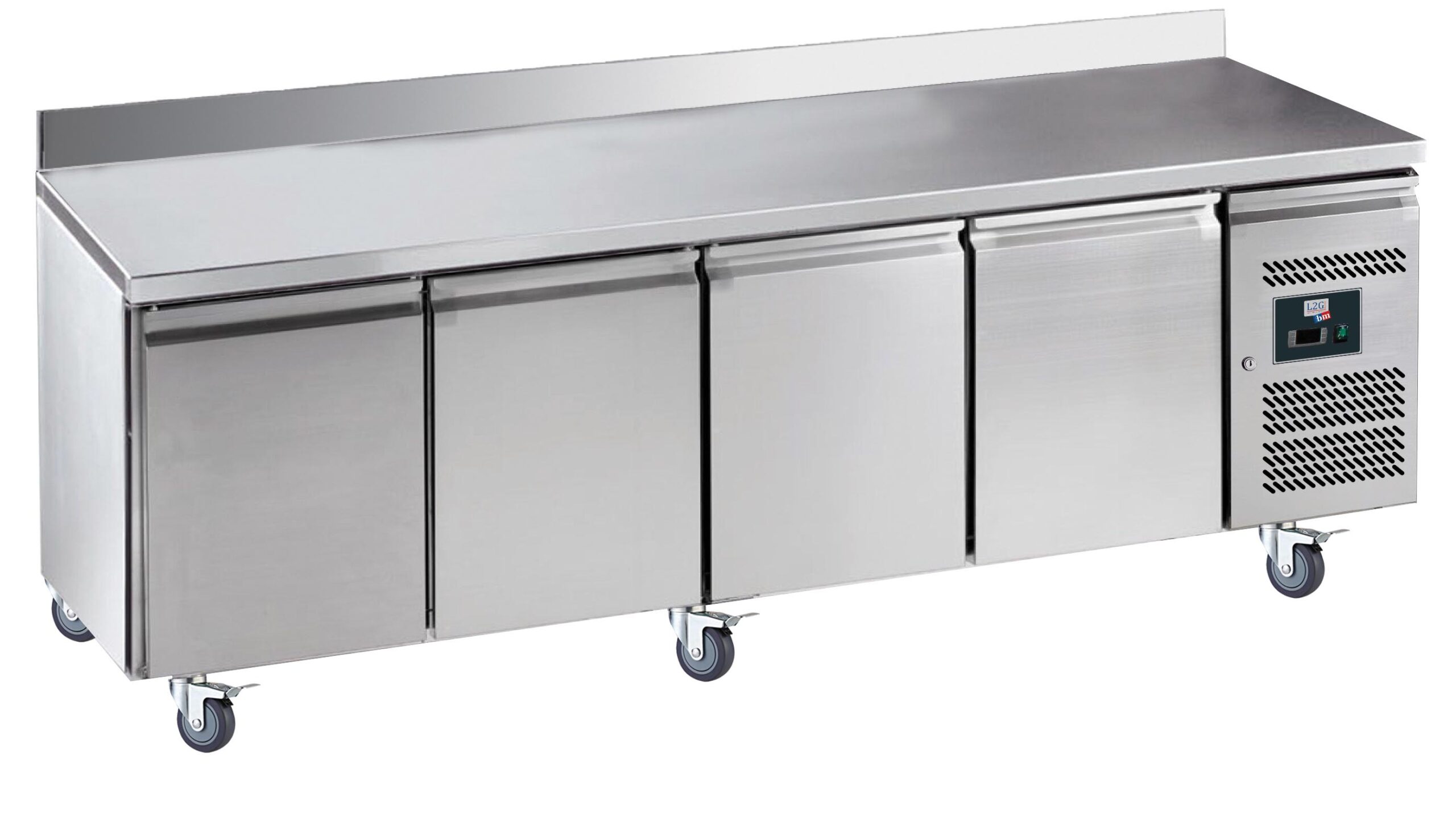 DESSERTE REFRIGEREE INOX DOSSERET 100X20MM -2/+8°C 4 P. GN1/1, SUR ROULETTES Ø 100 M