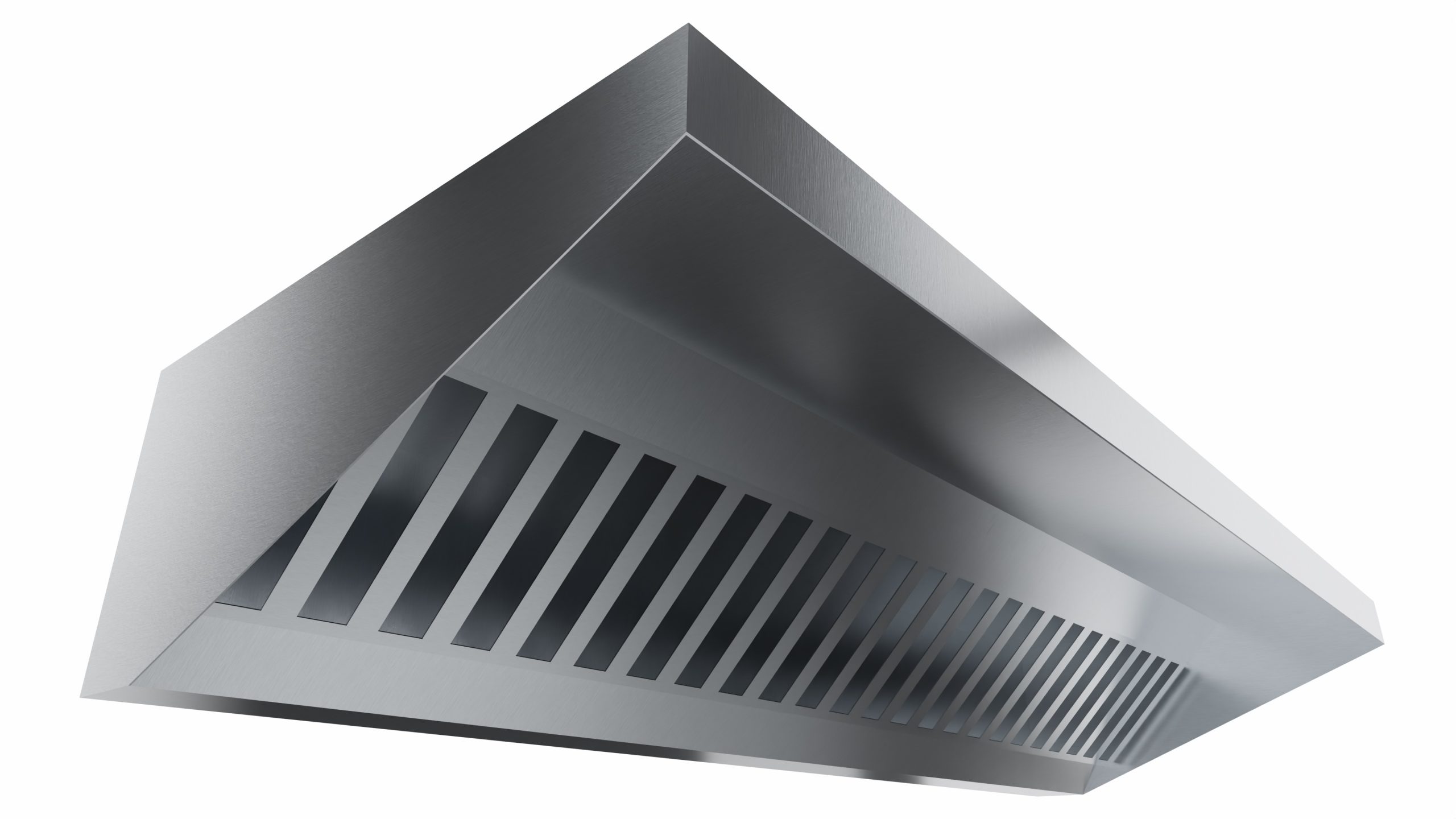 HOTTE MURALE BISEAUTEE, 4 FILTRES, 2200M3/H AVEC ECLAIRAGE LED GAINE 298X262MM AU DESSUS AU CENTRE