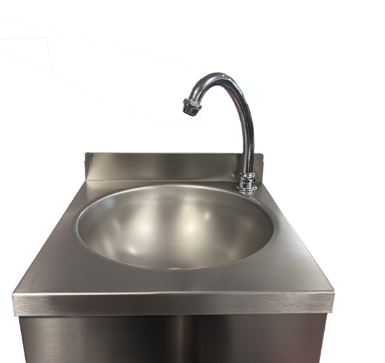 LAVE-MAINS CUVE RONDE D.255MM INOX 304, DOSSERET H50 MM, AVEC CDC, MITIGEUR EC/EF,