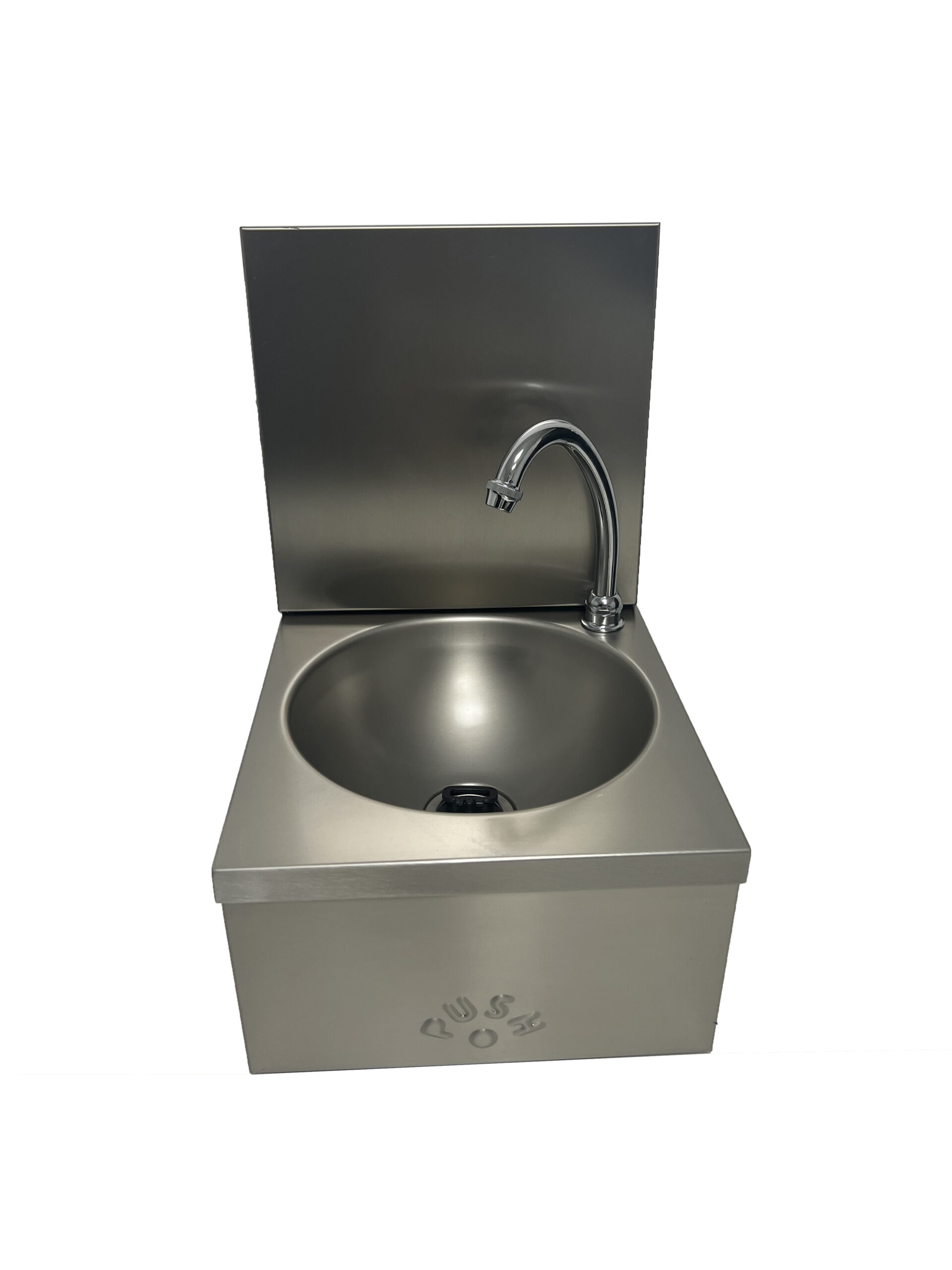LAVE-MAINS INOX 304, CUVE RONDE, DOSSERET AMOVIBLE AVEC CDC, MITIGEUR EC/EF, BONDE ET SIPHON