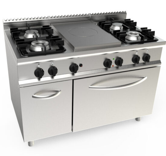 PLAQUE COUP DE FEU 4.5KW + FEUX GAZ: 2X4.5+2X7.5KW SUR FOUR ELECTRIQUE GN2/1 5.48 KW