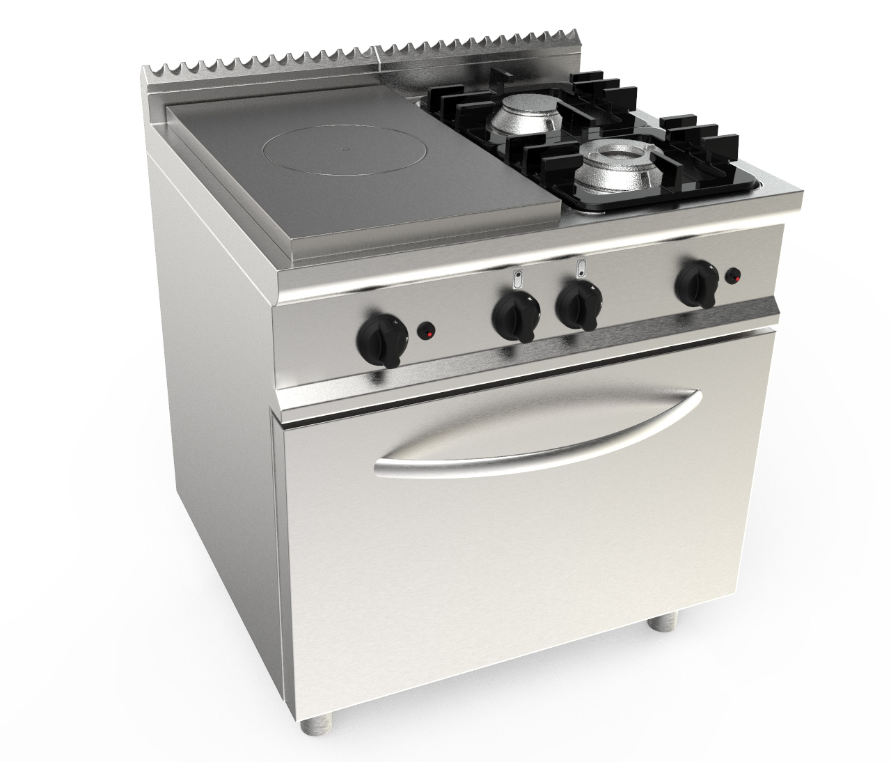 PLAQUE COUP DE FEU 4.5KW + 2 FEUX GAZ (4.5+7.5KW) SUR FOUR GAZ GN2/1 7.9 KW