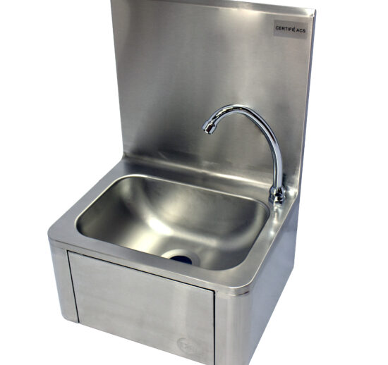 LAVE-MAINS INOX ADOSSE AVEC PANNEAU BASCULANT