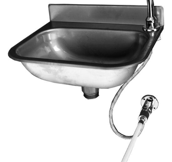 LAVE-MAINS ECO INOX AVEC DOSSERET H. 50 MM