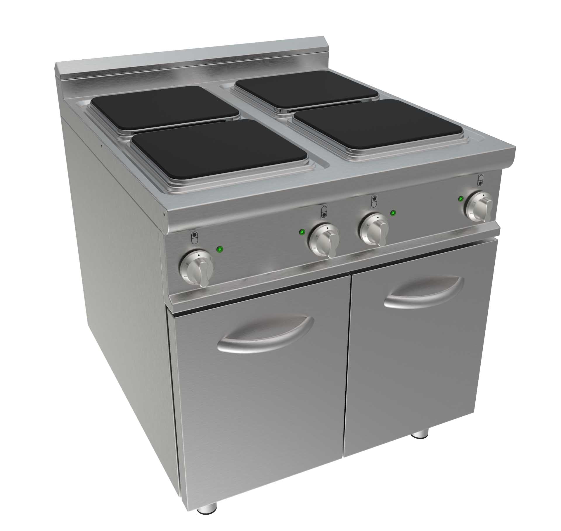 FOURNEAU ELECTRIQUE 4 PLAQUES CARREES 300X300MM 4X4KW SUR MEUBLE PLACARD FERME