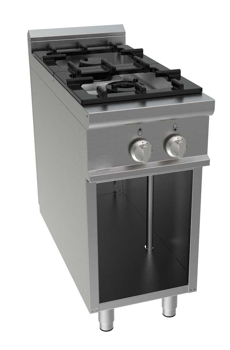 FOURNEAU GAZ 2 BRULEURS SUR MEUBLE PLACARD OUVERT 5.5KW+7.4 KW