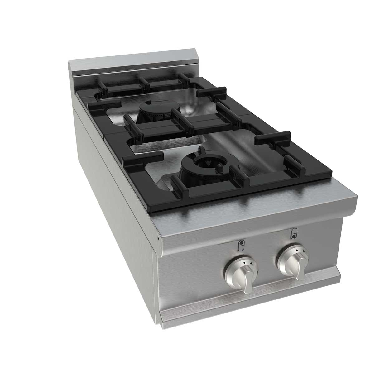 FOURNEAU GAZ 2 BRULEURS INOX 304 A POSER 5.5+7.4 KW