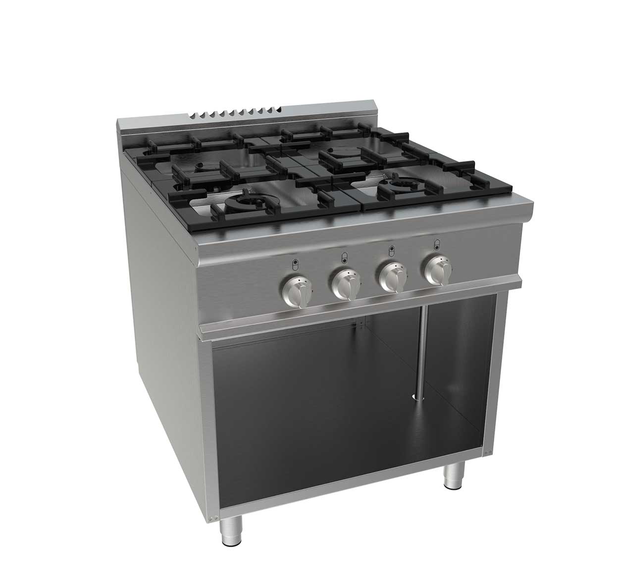 FOURNEAU GAZ 4 BRULEURS SUR MEUBLE PLACARD OUVERT 3.5KW+ 5.5KW + 2 X 7.4KW