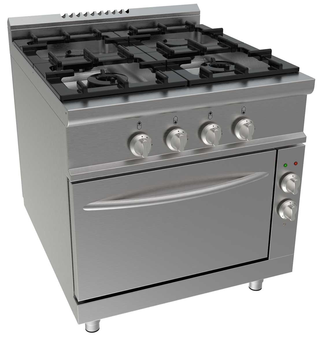 FOURNEAU TOUT GAZ 4 BRULEURS: 1X3.5 +1X5.5+2X7.4KW SUR FOUR GN2-1 GAZ 5.48 KW