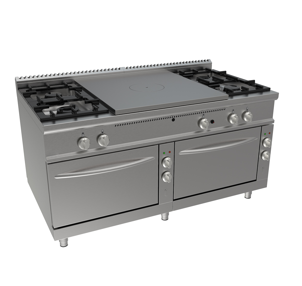 PLAQUE COUP DE FEU 12KW+4 FEUX GAZ 2X5,5+2×7,4KW SUR FOUR ELECTRIQUE 2XGN2/1 10.96 KW