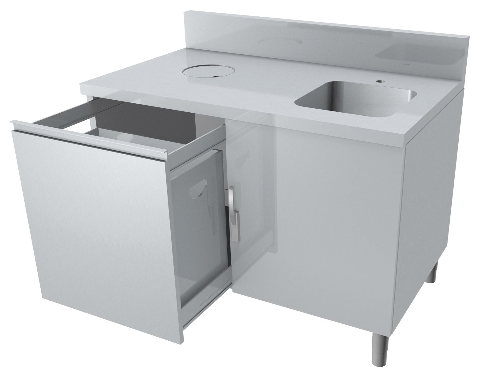 MEUBLE COMBINE LM / POUBELLE + DOSSERET 150X50MM 1 PORTE BATTANTE + 1 TIROIR FAÇADE BASCULANTE