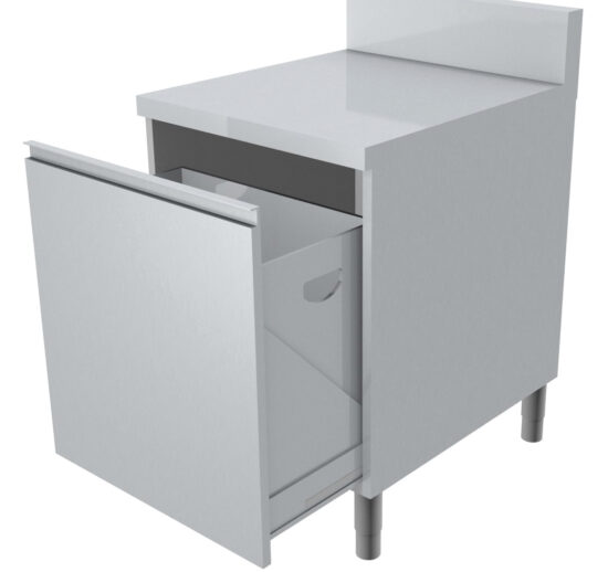 MEUBLE POUBELLE DESSUS INOX + DOSSERET 150X50MM POUBELLE INOX SUR TIROIR COULISSANT