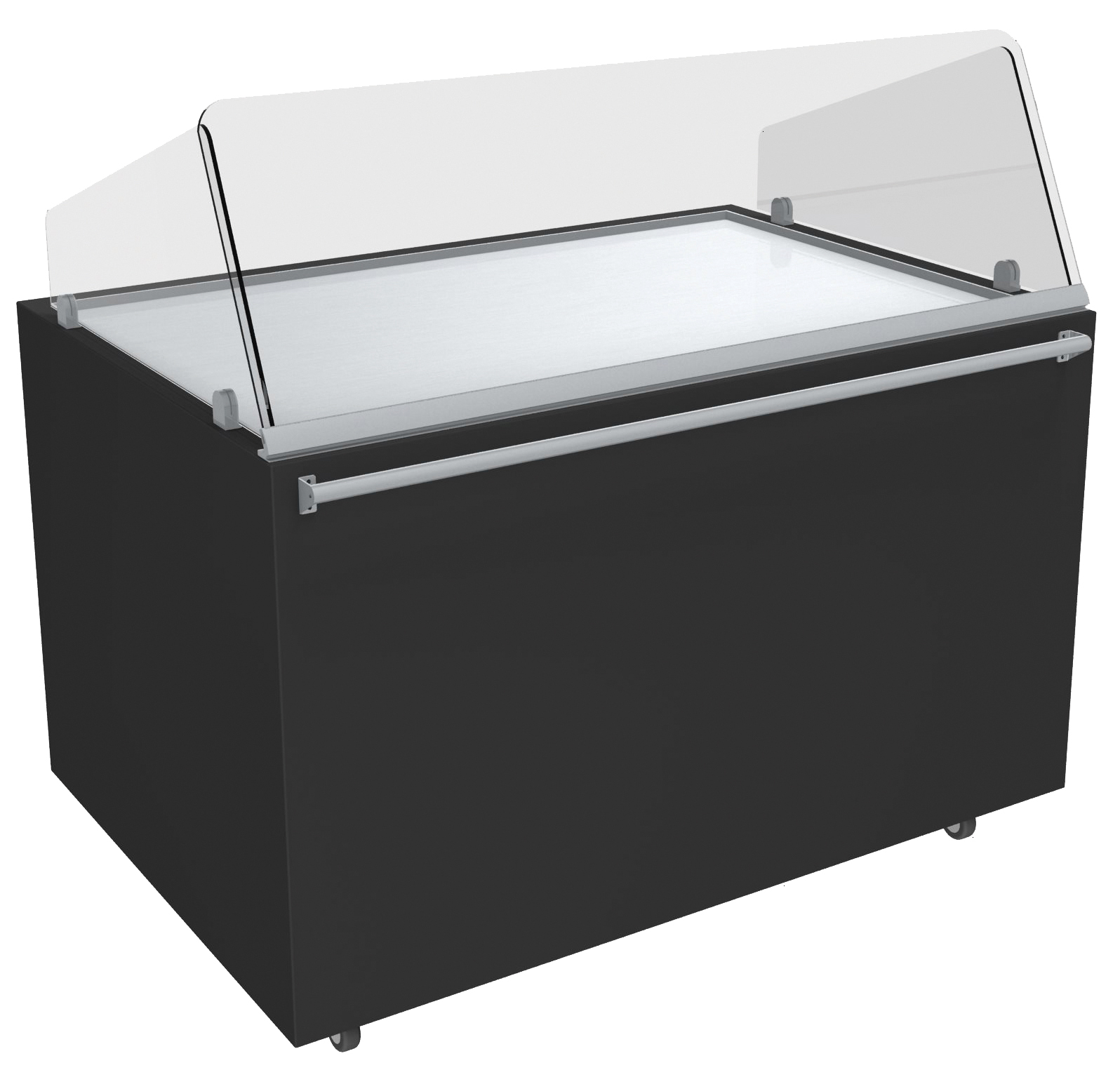 MEUBLE PIZZA CHAUFFANT 120°C OUVERTE DESSUS INOX VITRE AVANT INCLINEE H.450 MM