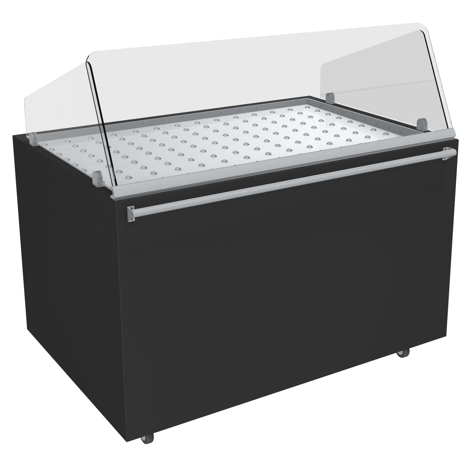 MEUBLE POULETS TRADITIONNEL CHAUFFANT 120°C VITRE AVANT INCLINEE H.450 MM EP.6 MM