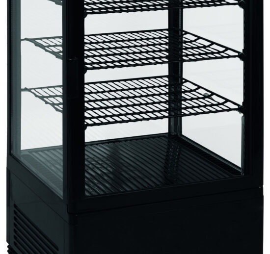 VITRINE REFRIGEREE NOIRE 68 LITRES 0°C/+12°C 3 GRILLES, AVEC ECLAIRAGE