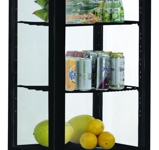 VITRINE REFRIGEREE NOIRE 235 LITRES 0/+12°C AVEC ECLAIRAGE, 3 GRILLES REGLABLES