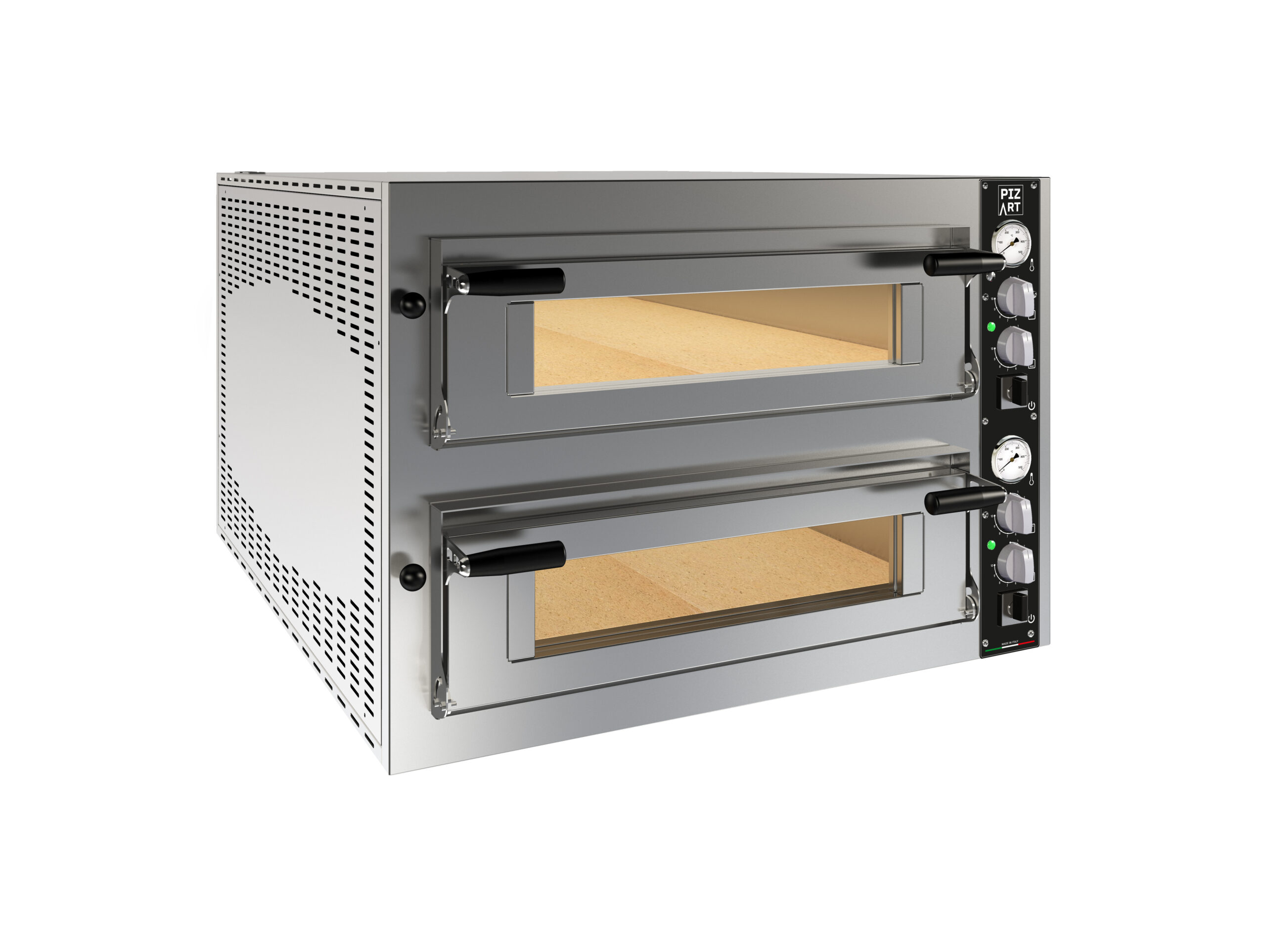 FOUR A PIZZAS ELECTRIQUE 6+6 PIZZA S, D350 MM COMMANDES ANALOGIQUES, 2 CHAMBRES 700X1050X150 MM