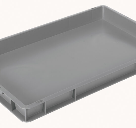 BAC EURONORM 600X400 H50 MM GERBABLE ET EMPILABLE FOND ET PAROIS PLEINS, COULEUR GRISE