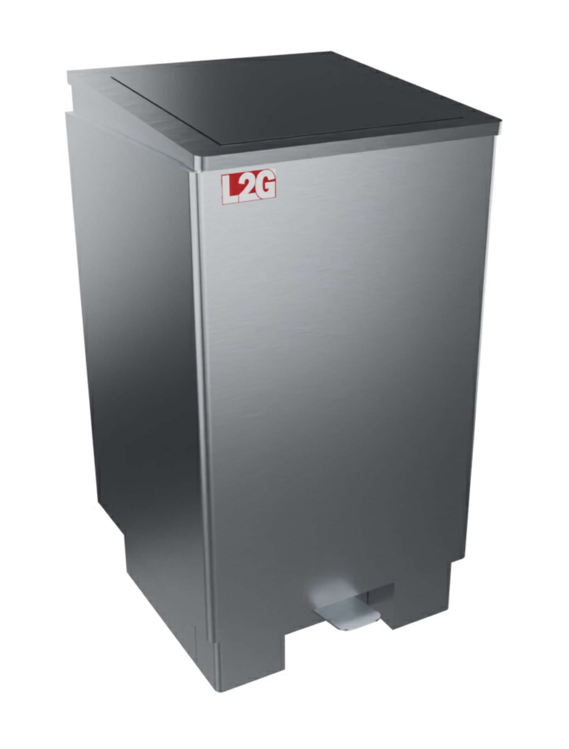 POUBELLE INOX OUVERTURE FRONTALE, 1 PORTE BATTANTE COUVERCLE OUVERTURE A PEDALE AVEC FERMETURE