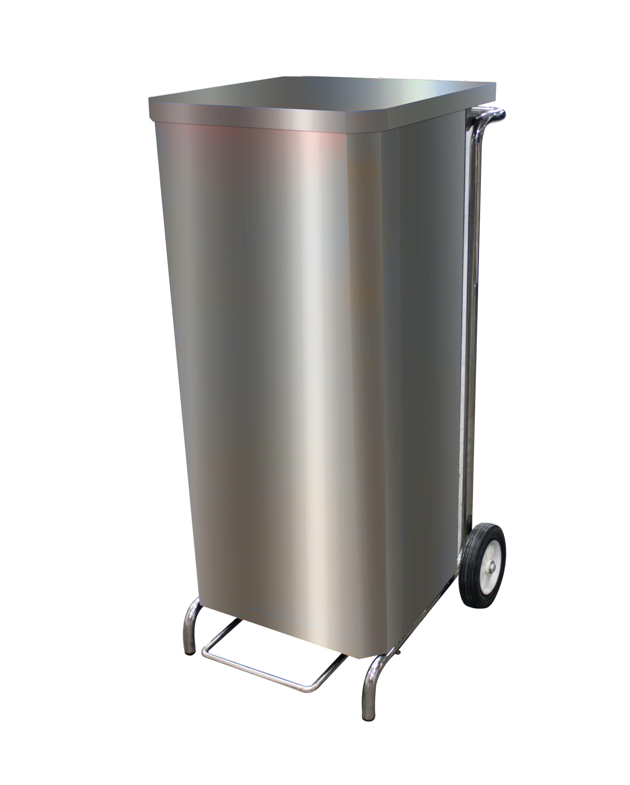 PORTE-SACS MOBILE CARENE INOX A OUVERTURE FRONTALE POUR SACS DE 100-130L, 2 ROUES D.150 MM