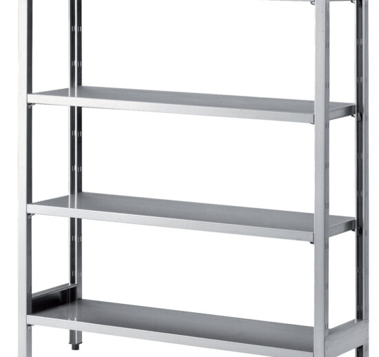 CASIER A BATTERIE INOX 304 SUR VERINS 4 ETAGERES PLEINES
