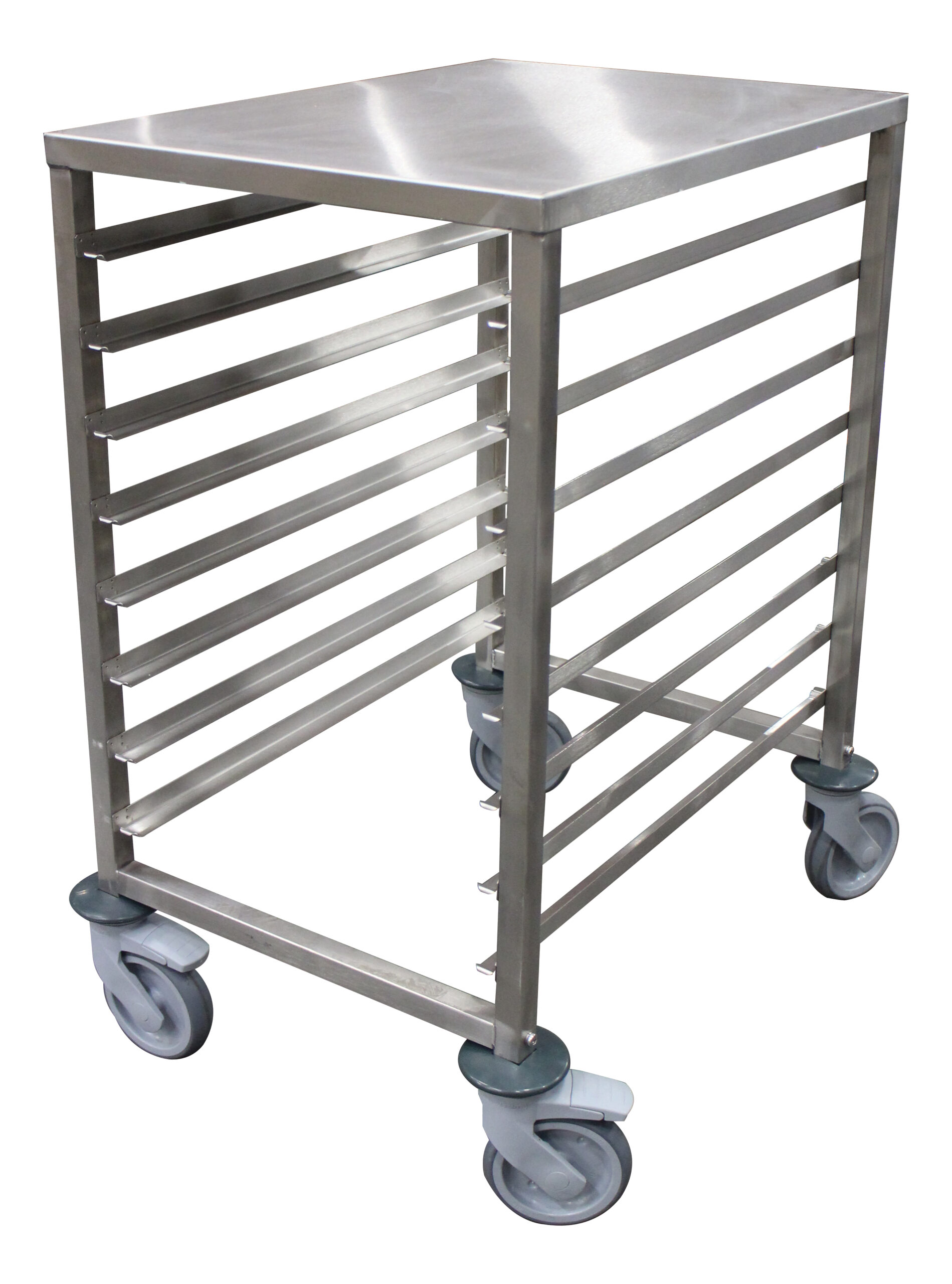 ECHELLE BASSE INOX SOUDEE, GN1/1, 8 NIVEAUX ENTREE 325 MM, CHAPE POLY, AVEC FREINS