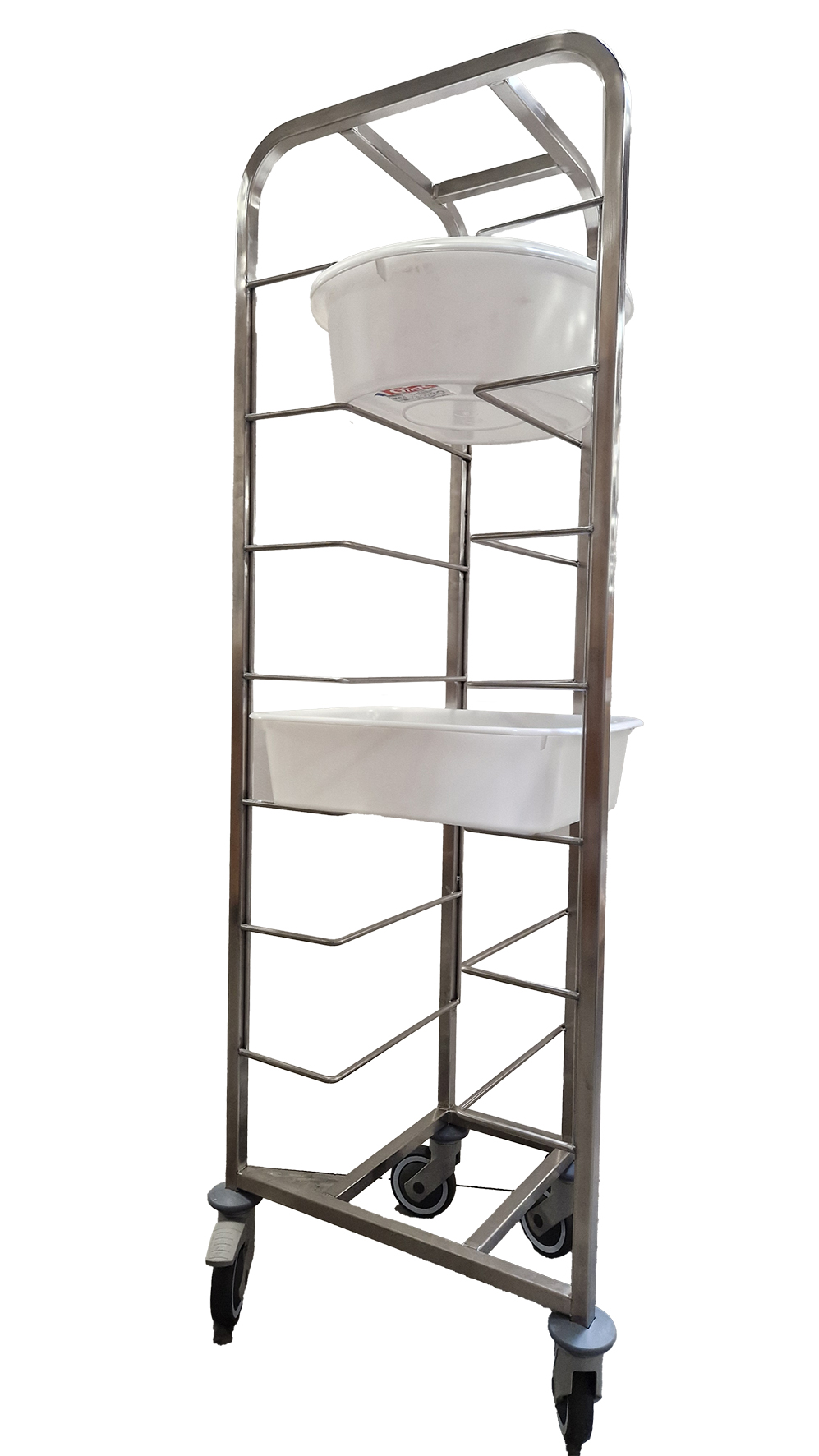 ECHELLE INOX SOUDEE POUR 8 BACS DE DIVISEUSE CHAPE POLY, DONT 2 AVEC FREINS