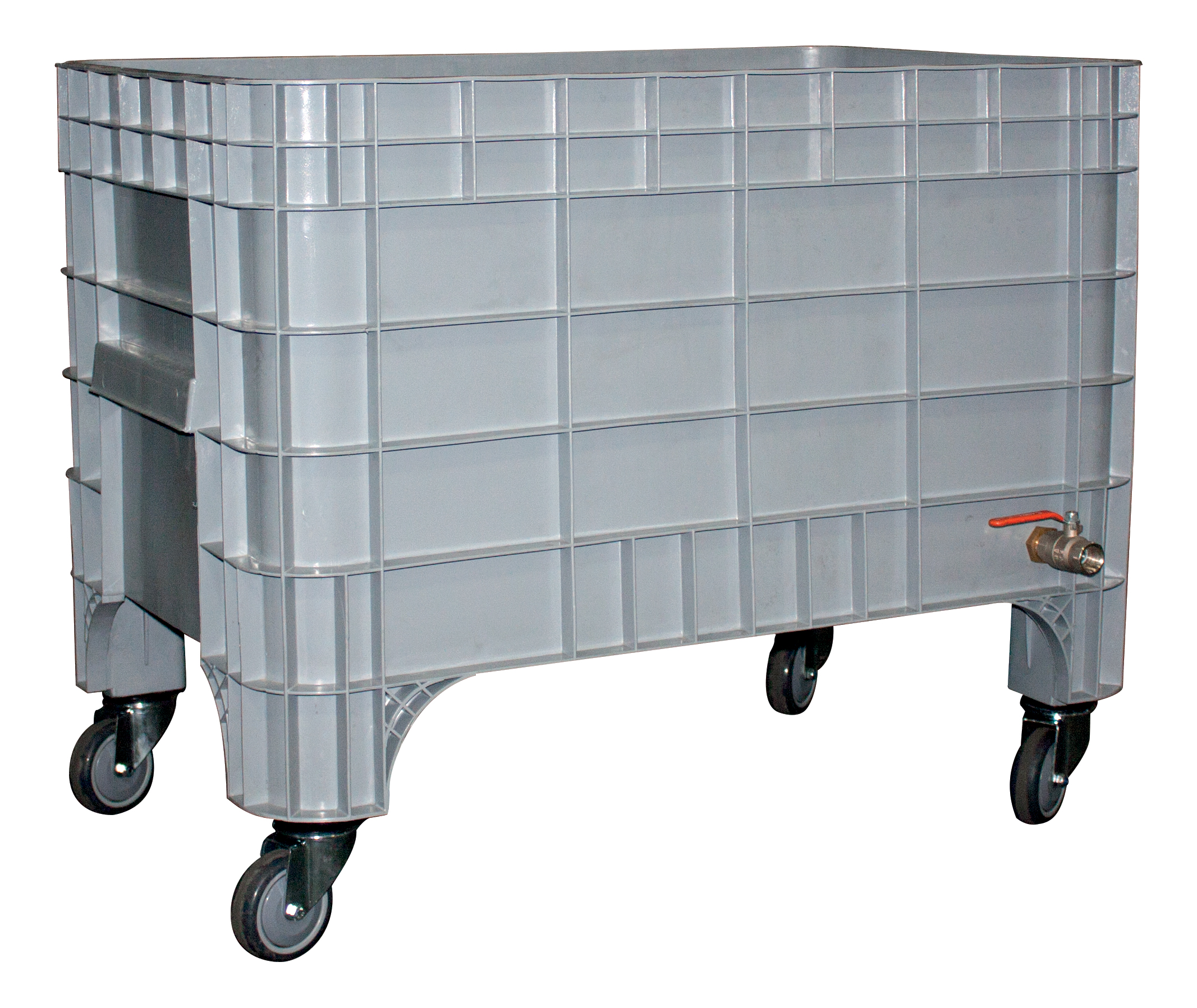 BAC A GLACE ROULANT POLYETHYLENE 500 LITRES AVEC VIDANGE, COULEUR GRIS