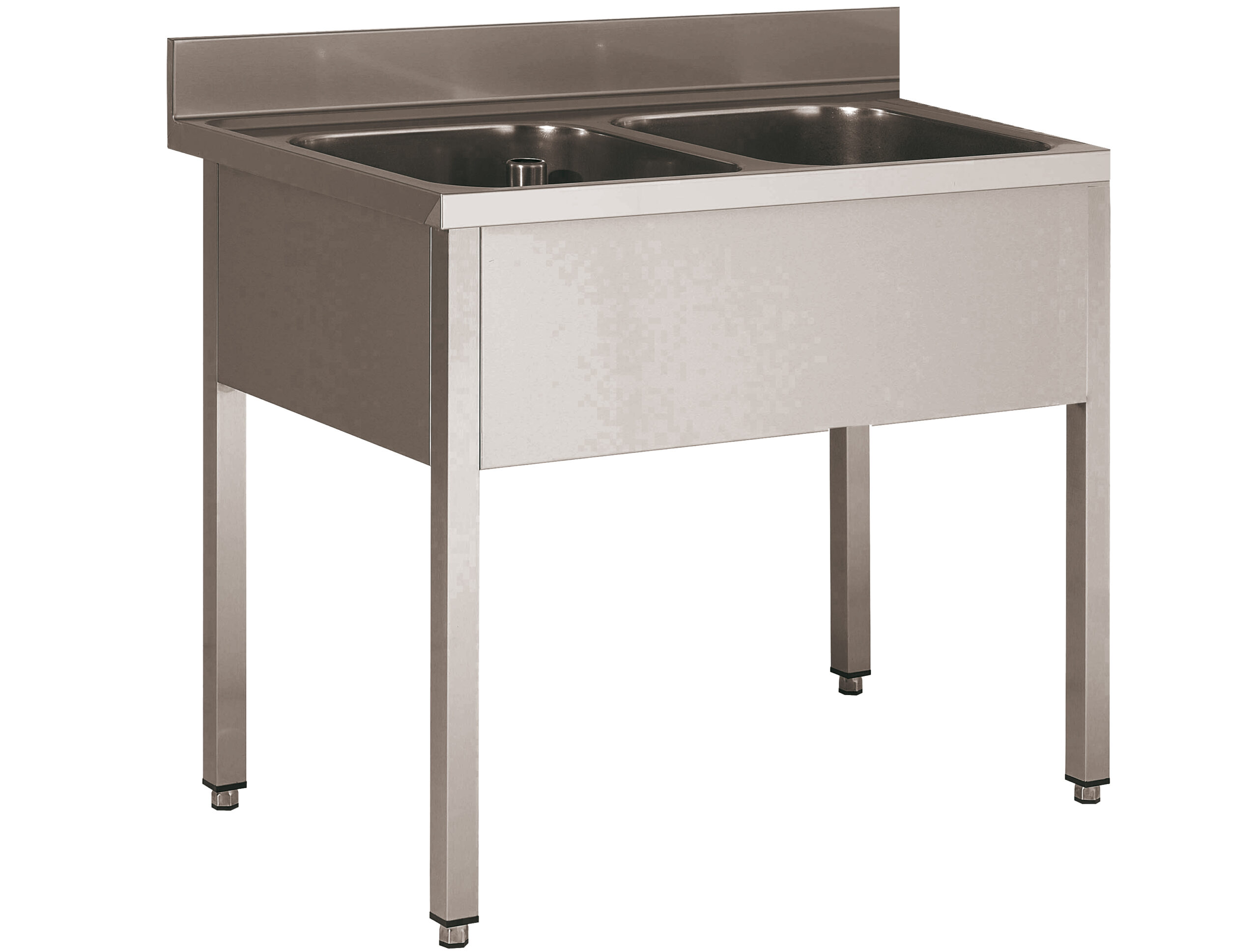 PLONGE INOX SOUDEE, 2 BACS 500X400X250 MM SANS EGOUTTOIR