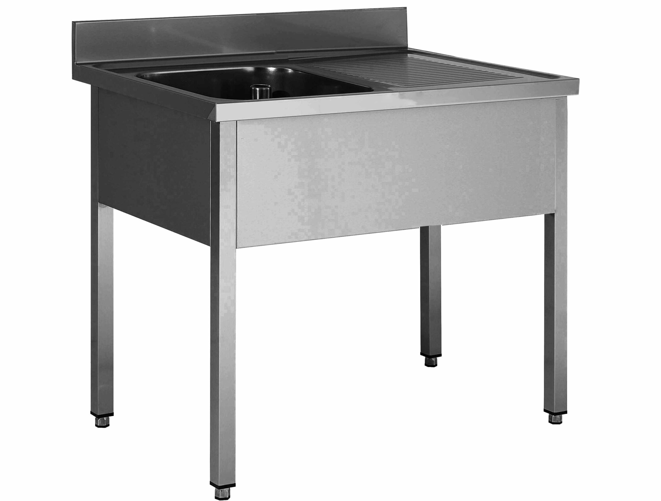 PLONGE INOX SOUDEE, 1 BAC 600X500X300 MM EGOUTTOIR A DROITE
