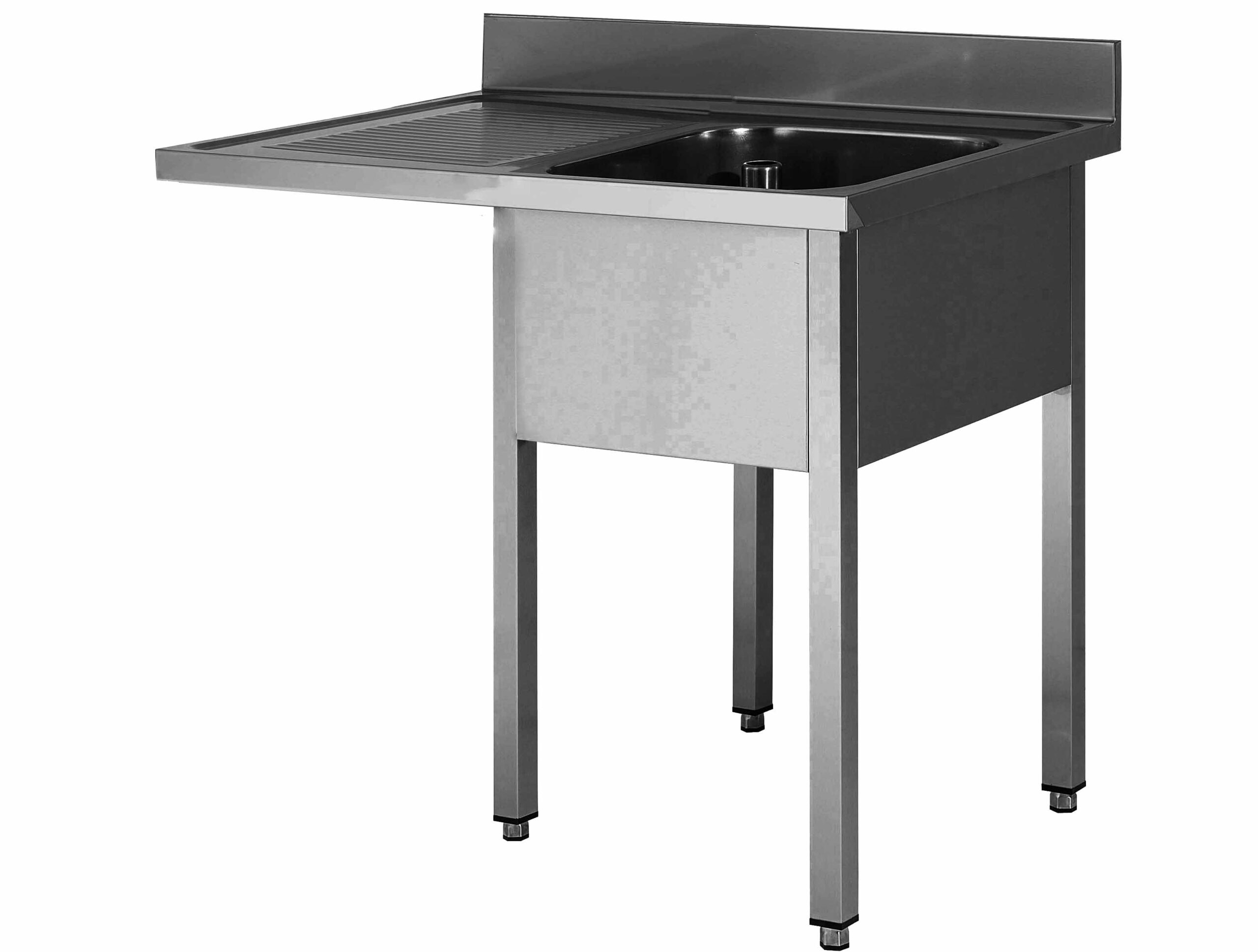 PLONGE INOX SOUDEE, ENCASTREMENT LV BAC DROITE 1 BAC 600X500X300 MM, EGOUTTOIR A GAUCHE
