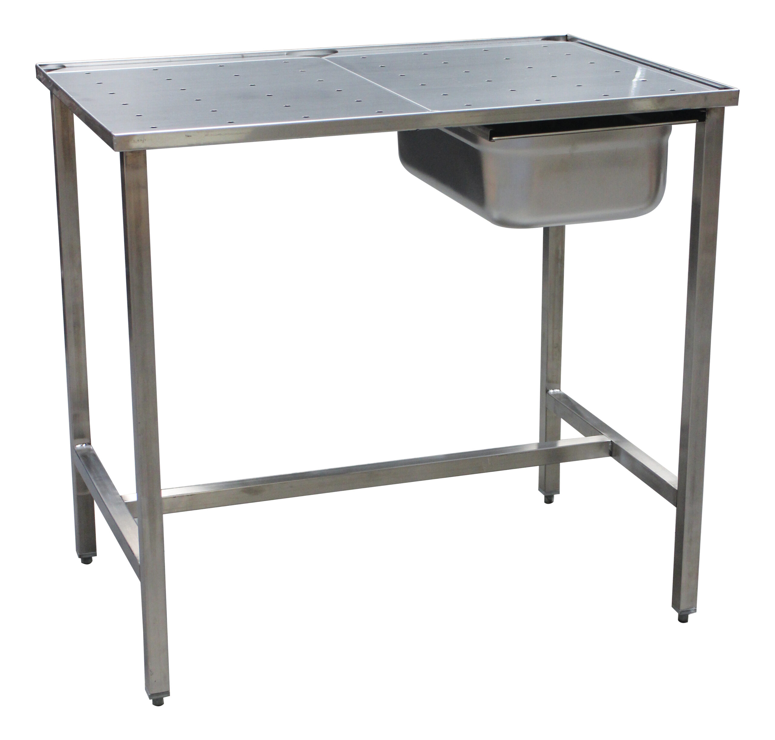 TABLE DE DESSOUVIDAGE INOX SOUDEE AVEC GRILLE INOX ET AVEC BAC GN1/1-100