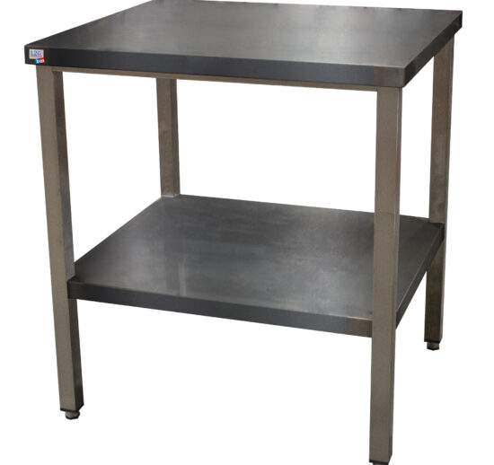 TABLE CENTRALE INOX 780X660 H-850MM AVEC ETAGERE A 270MM DU SOL POUR ENCASTREMENT BFC2/3
