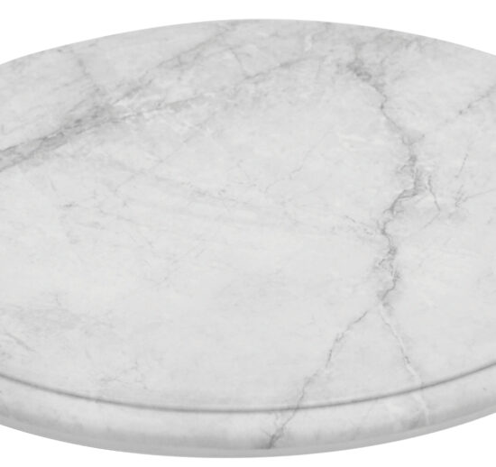 PLATEAU ROND EN MELAMINE IMITATION MARBRE DE CARRARE BLANC