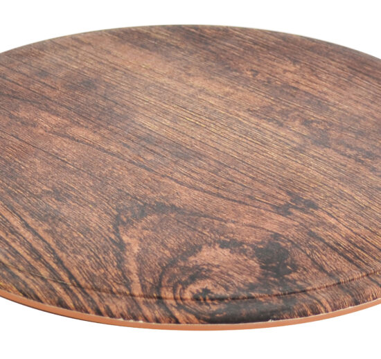 PLATEAU ROND EN MELAMINE IMITATION BOIS