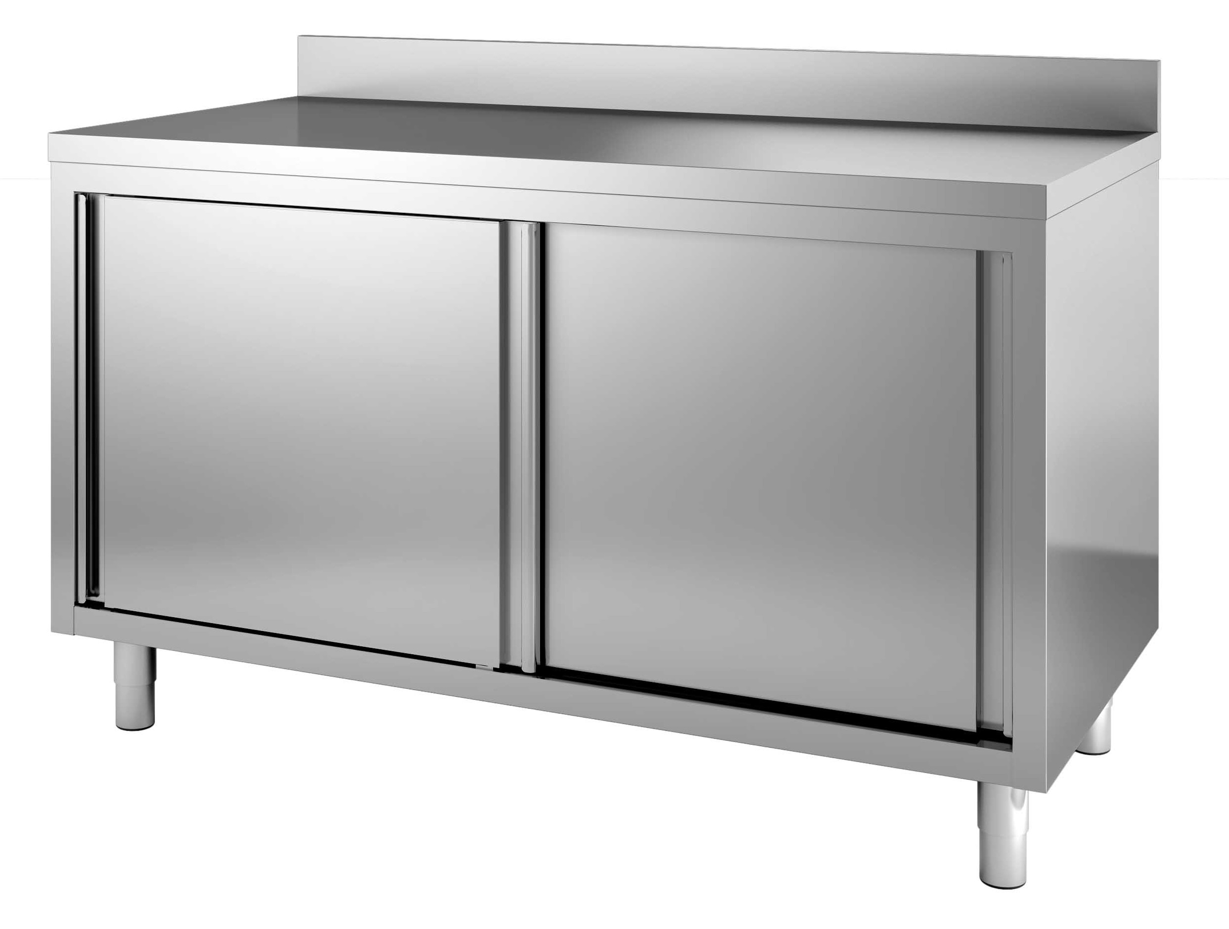 MEUBLE BAS INOX 304 ADOSSE, P. COULISSANTES DOUBLEES