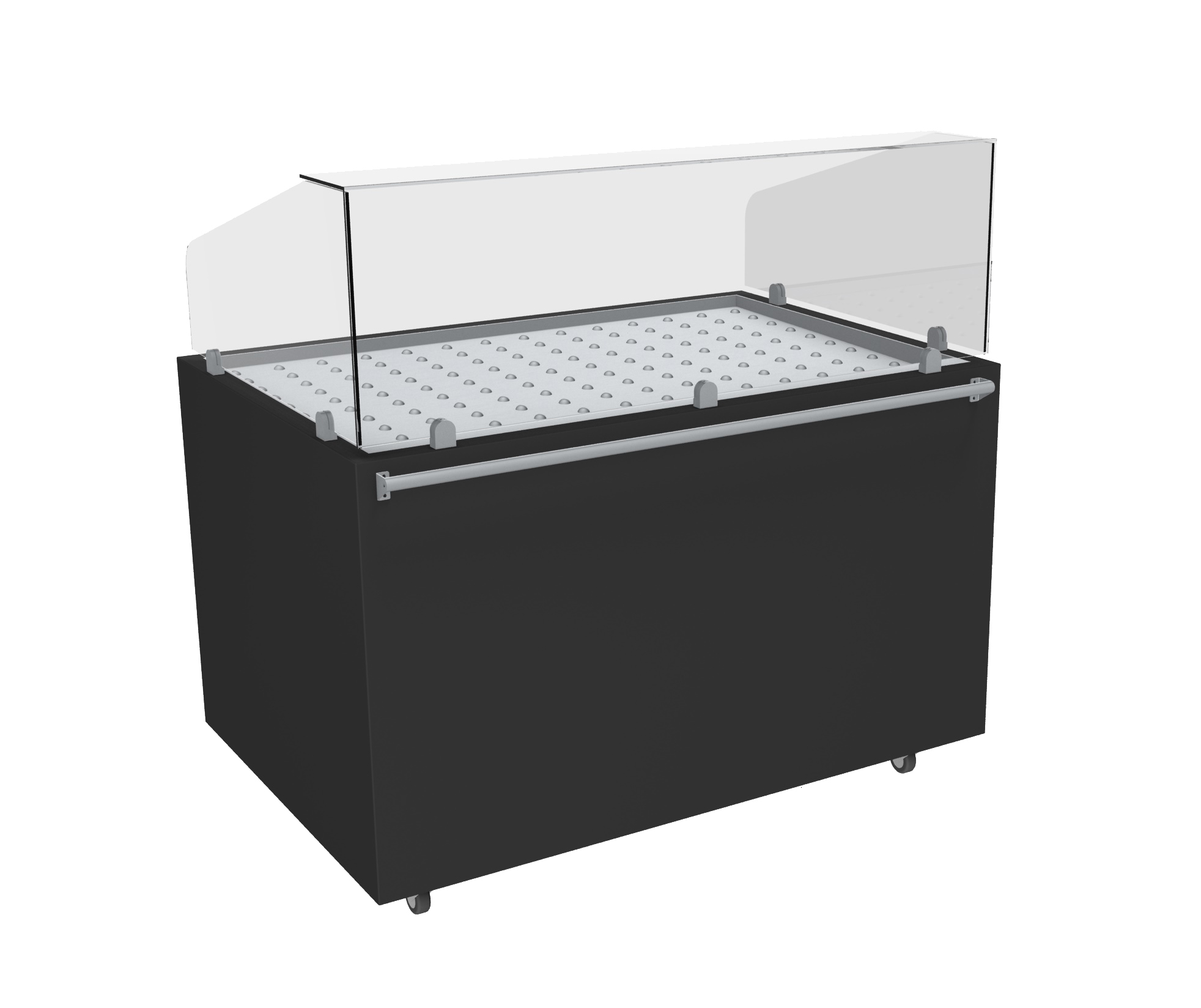 MEUBLE POULETS TRADITIONNEL CHAUFFANT 120°C VITRE AVANT DROITE H.450 MM EP.6 MM