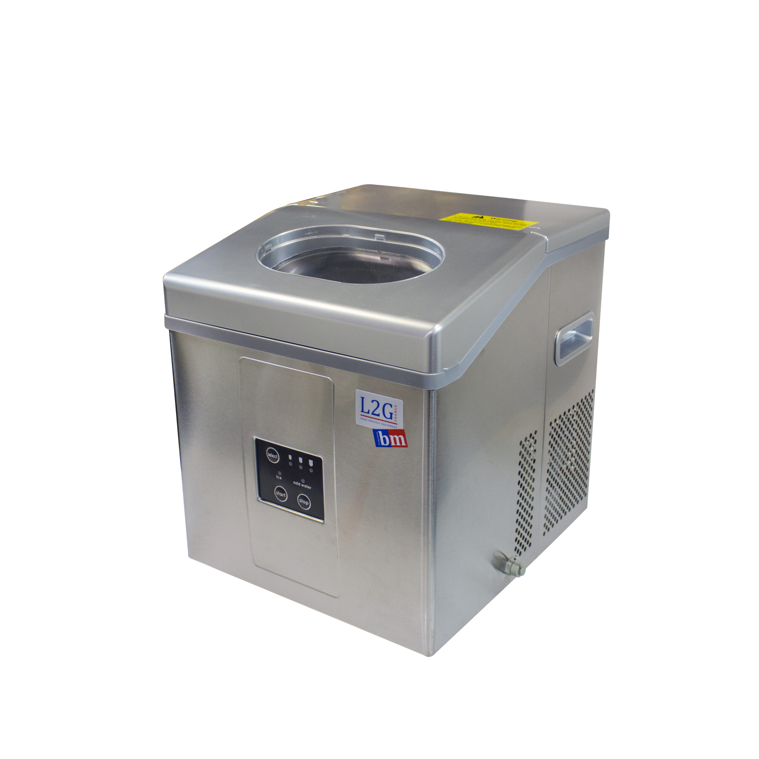 MACHINE A GLACONS CREUX RONDS CARROSSERIE INOX CAP.15KG/24H, RESERVE 2 KG, GAZ R600A